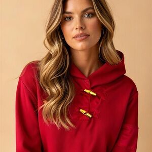 RL PULLOVER PRISTINE Ralph Lauren Women Top RED TOGGLE shirt L 40” Pullover